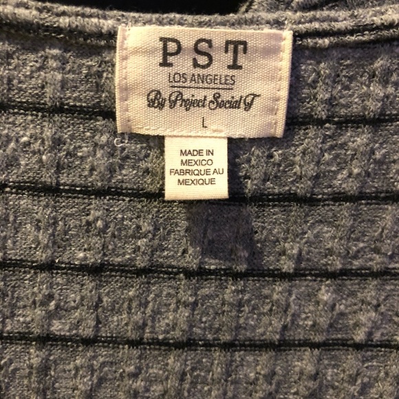 Project Social T Kimora Sweetheart Knit Top Gray with Black Stripes - Picture 9 of 12